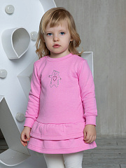 Платье "Базовый ассортимент" с котиком - Размер 92 - Цвет розовый - Картинка #1